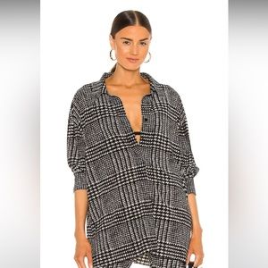Norma Kamali oversized boyfriend nk shirt in glen plaid tweed